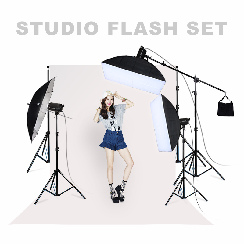 高能USA450 400W三灯专业摄影棚套装闪光灯淘宝服装人像产品拍照影室灯